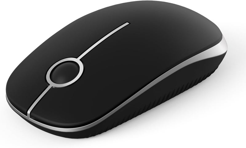 Unipows Wireless Mouse - 2.4G Slim Portable Computer Mouse with Nano Receiver, Less Noise Mobile Optical Mice for Notebook, PC, Laptop, Computer, Mac (Black and Silver) - Image 1